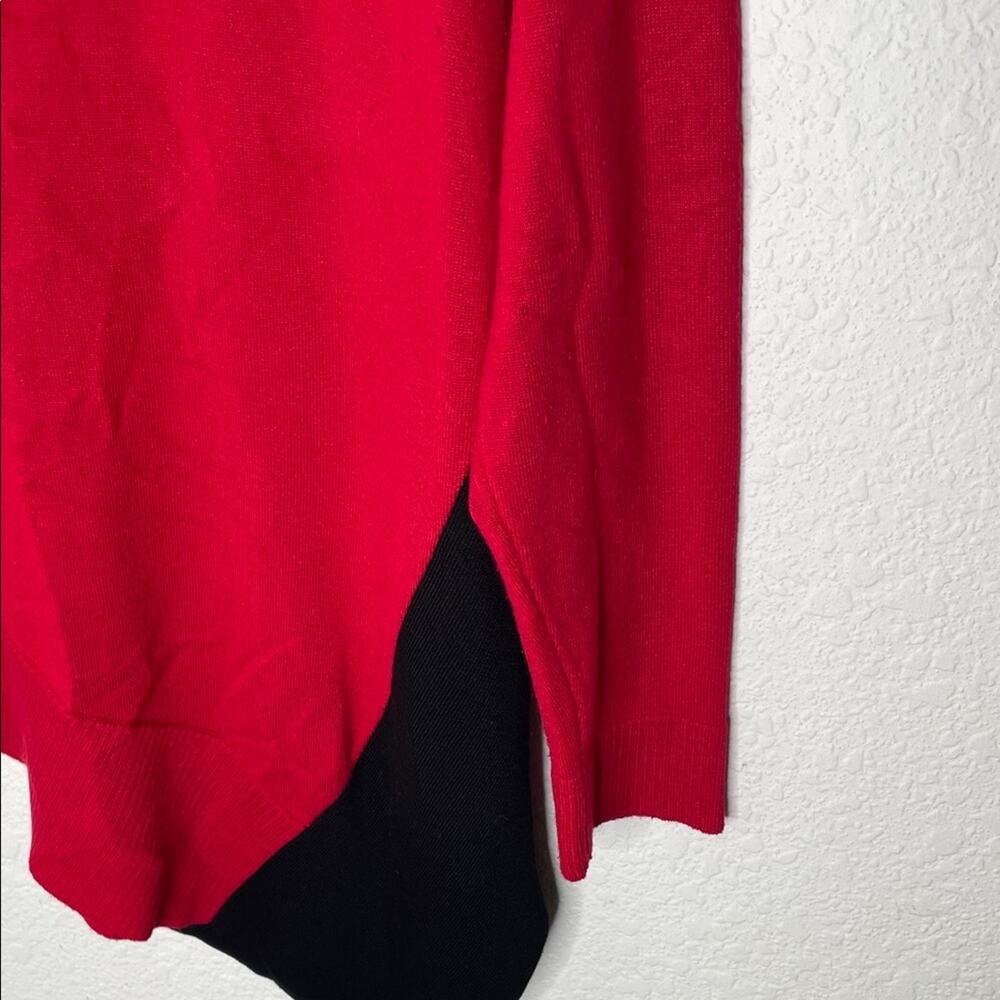 Chico's Red and Black Asymmetrical Turtleneck Sweater size 1/medium - Picture 3 of 4